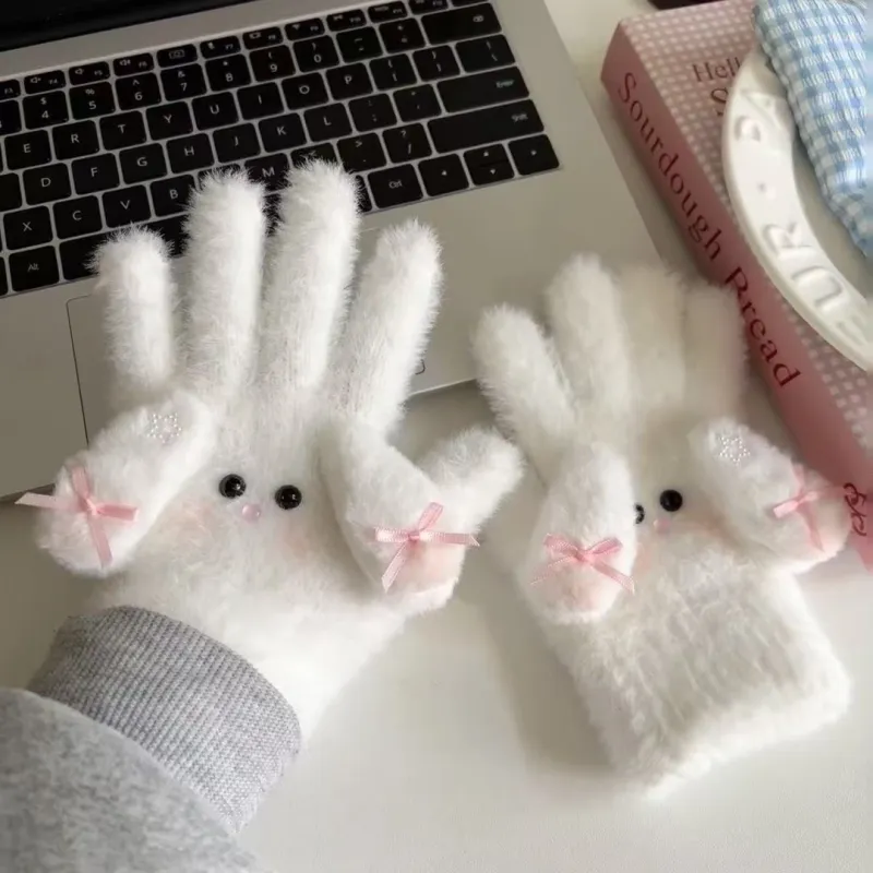 IOTS Plush Thickened Thermal Cute Gloves Women's-1
