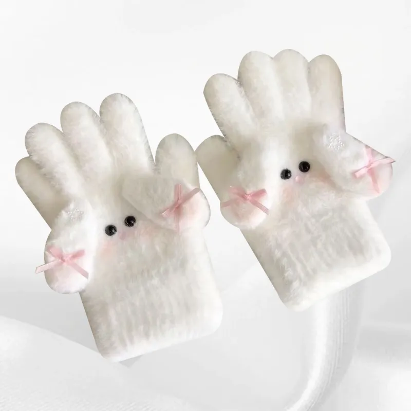 IOTS Plush Thickened Thermal Cute Gloves Women's-4