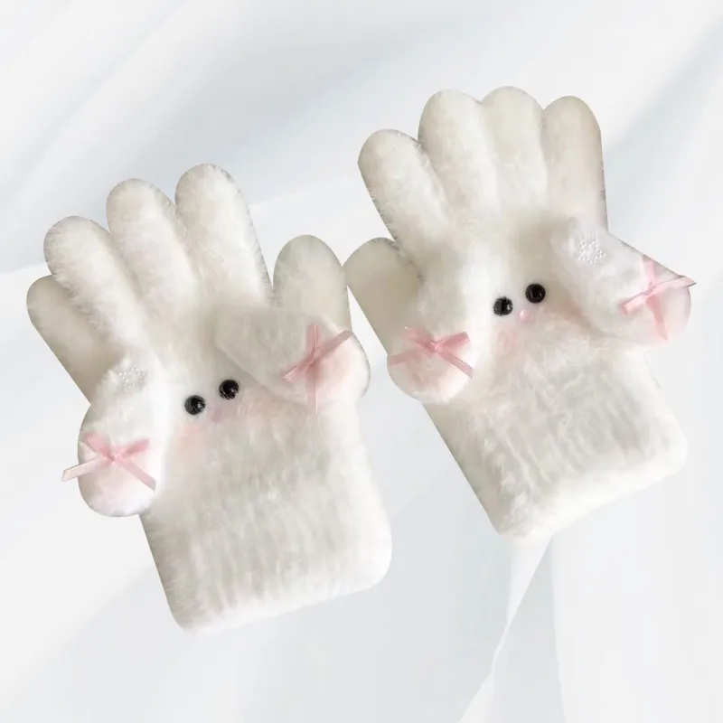 IOTS Plush Thickened Thermal Cute Gloves Women's-3