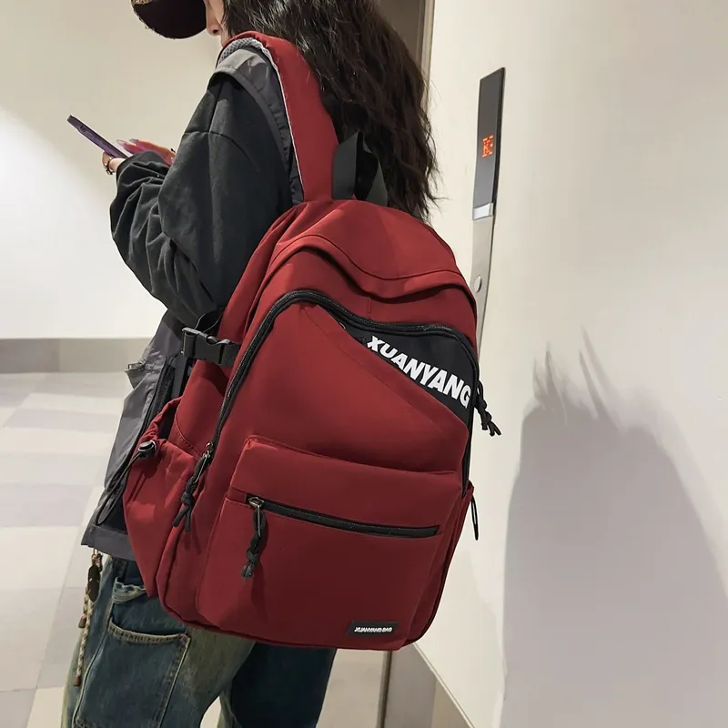 NX DOUGHNUT Nylon Backpack Regular Unisex Black/White/Red/Gray-4