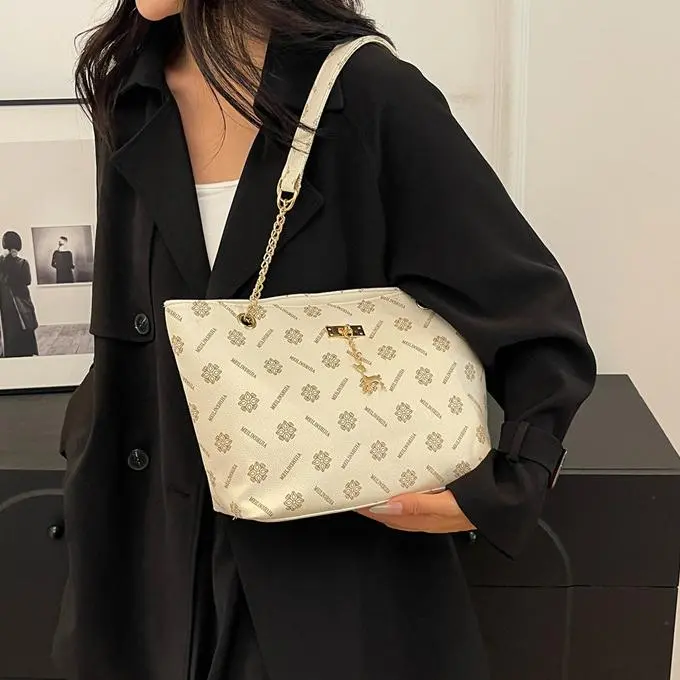 NX DOUGHNUT PU Shoulder Bag Regular Women's White/Dark Brown/Yellow Brown-16