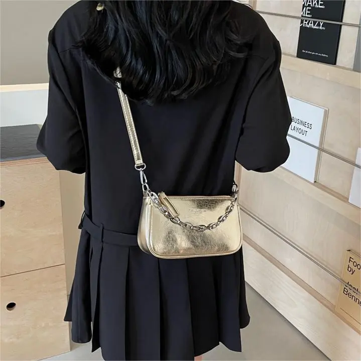 NX DOUGHNUT PU Handbag, Shoulder Bag Women's Silver, Dazzling Color, Silver, Black, Pink, Gold-21