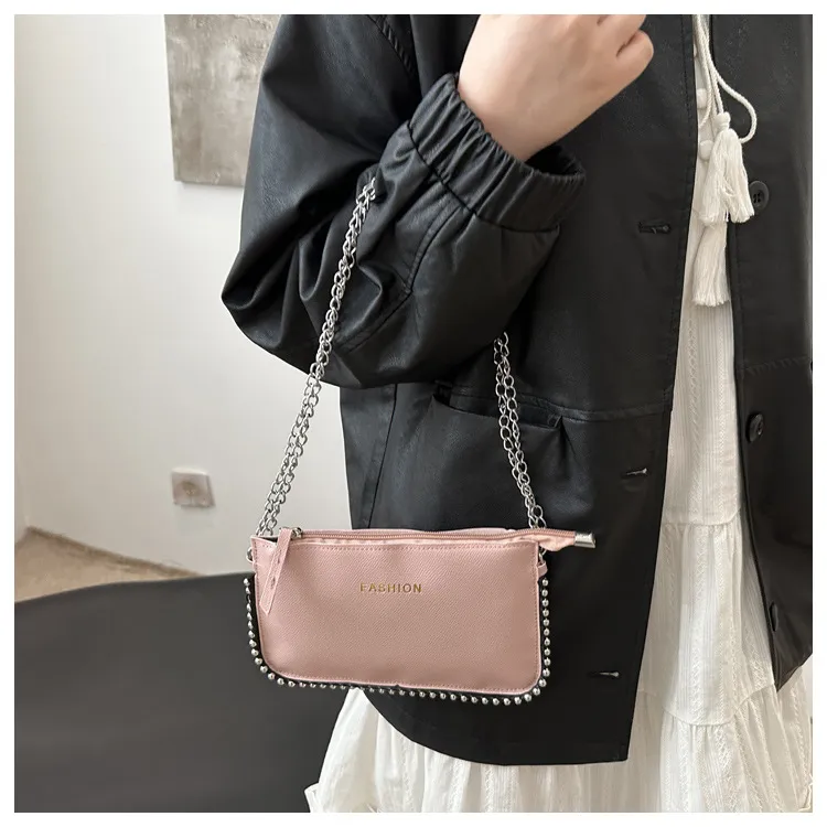 NX DOUGHNUT PU Japanese Style Minimalist Bead Chain Small Square Bag Crossbody Bag Regular Women's Multicolor-19