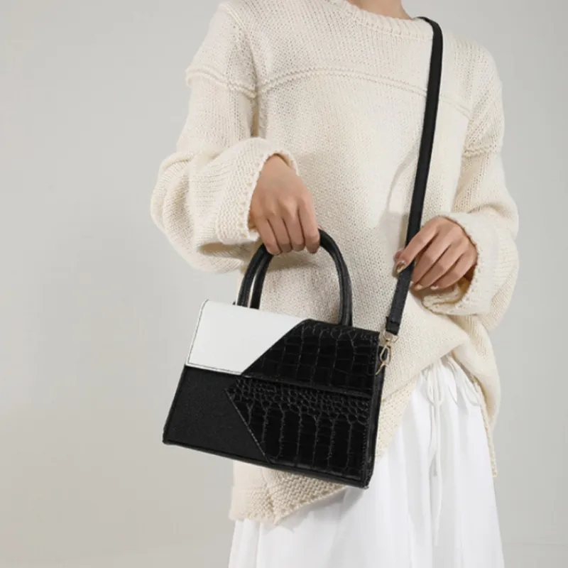 NX DOUGHNUT PU Niche Design Patchwork Small Square Bag One Shoulder Handbag Regular Women's Multicolor-9