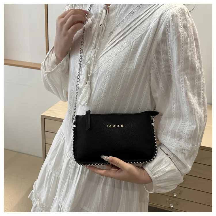NX DOUGHNUT PU Japanese Style Minimalist Bead Chain Small Square Bag Crossbody Bag Regular Women's Multicolor-1
