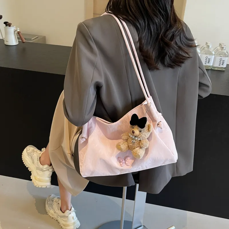 NX DOUGHNUT PU Handbag, Shoulder Bag Regular Women's Ecru, Black, Pink-11