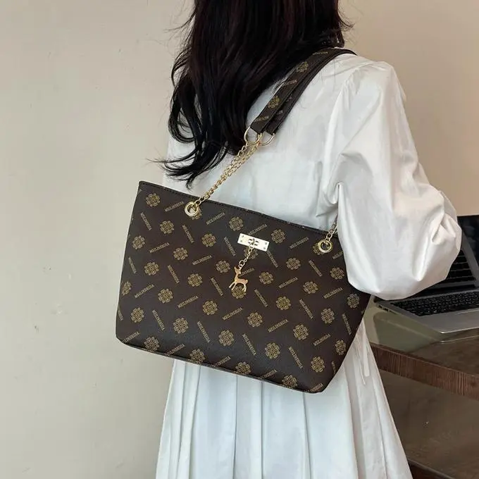 NX DOUGHNUT PU Shoulder Bag Regular Women's White/Dark Brown/Yellow Brown-6
