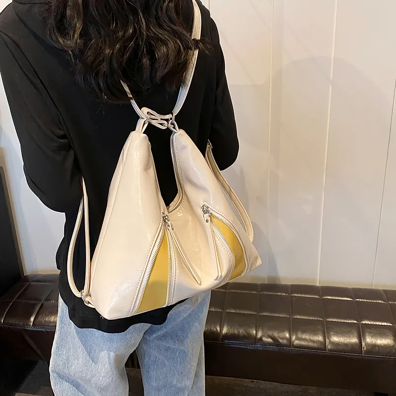 NX DOUGHNUT PU Backpack Women's White Silver Black-16