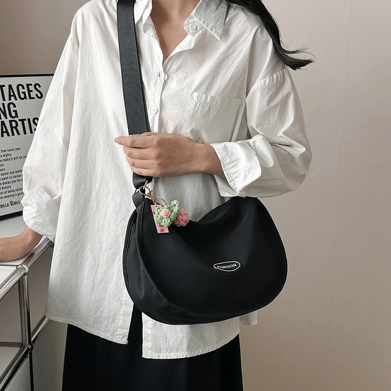 NX DOUGHNUT Canvas Bag, Crossbody Bag Women's Ecru With Charm/Black With Charm/Pink With Charm-30