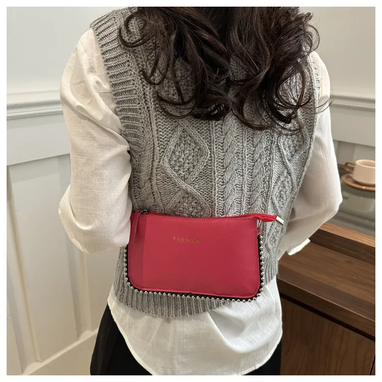 NX DOUGHNUT PU Japanese Style Minimalist Bead Chain Small Square Bag Crossbody Bag Regular Women's Multicolor-11
