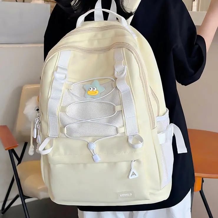 NX DOUGHNUT Nylon Fabric Backpack Women's Black/Pink/Yellow/Light Green/Light Blue-14