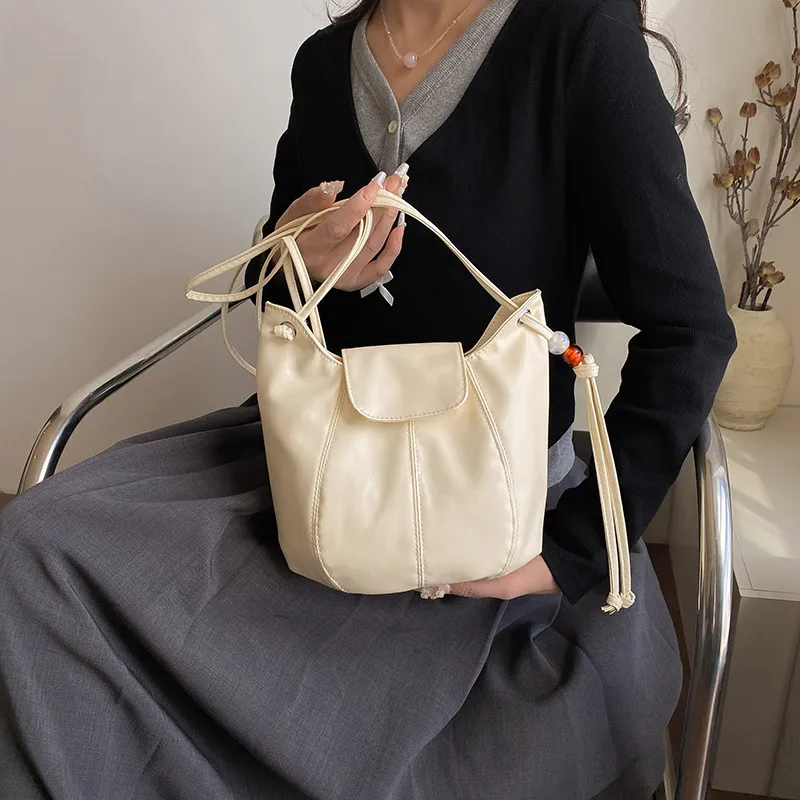 NX DOUGHNUT PU Bucket Bags Crossbody Bag, Shoulder Bag Women's White-2