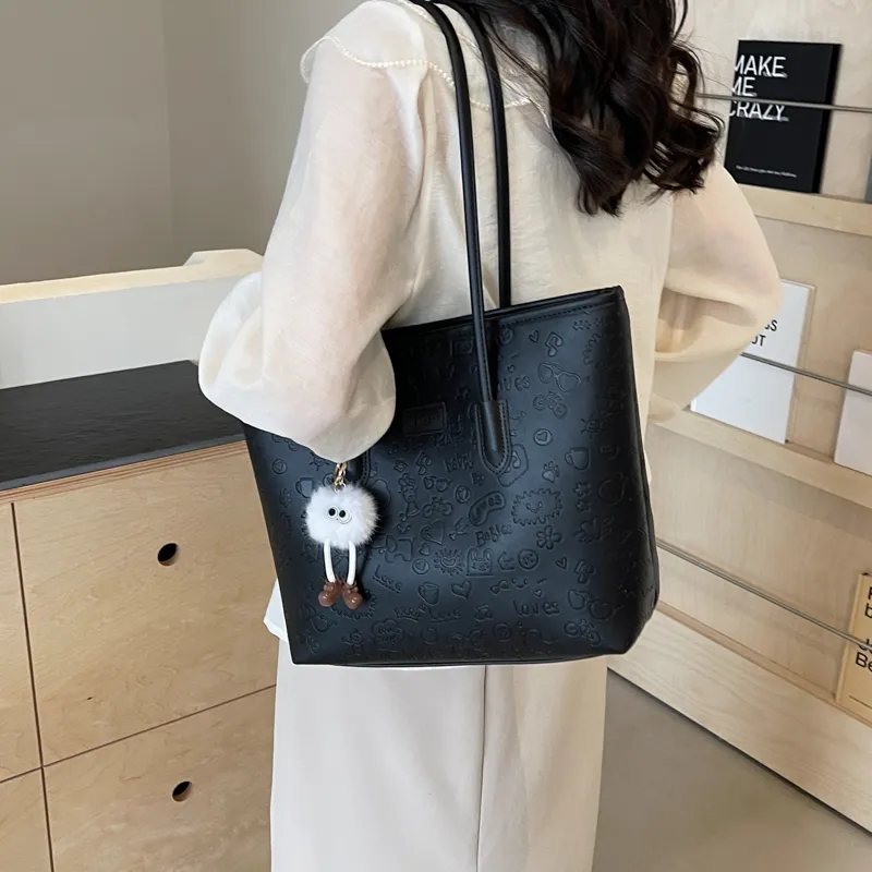 NX DOUGHNUT PU Shoulder Bag Women's Black/Khaki/Pink-59