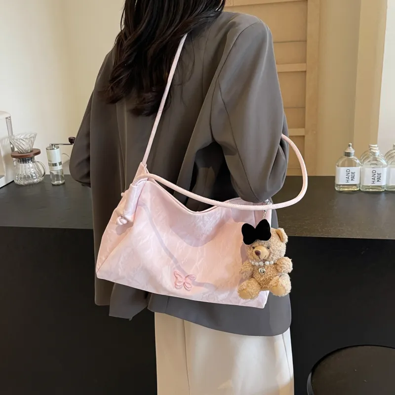 NX DOUGHNUT PU Handbag, Shoulder Bag Regular Women's Ecru, Black, Pink-13