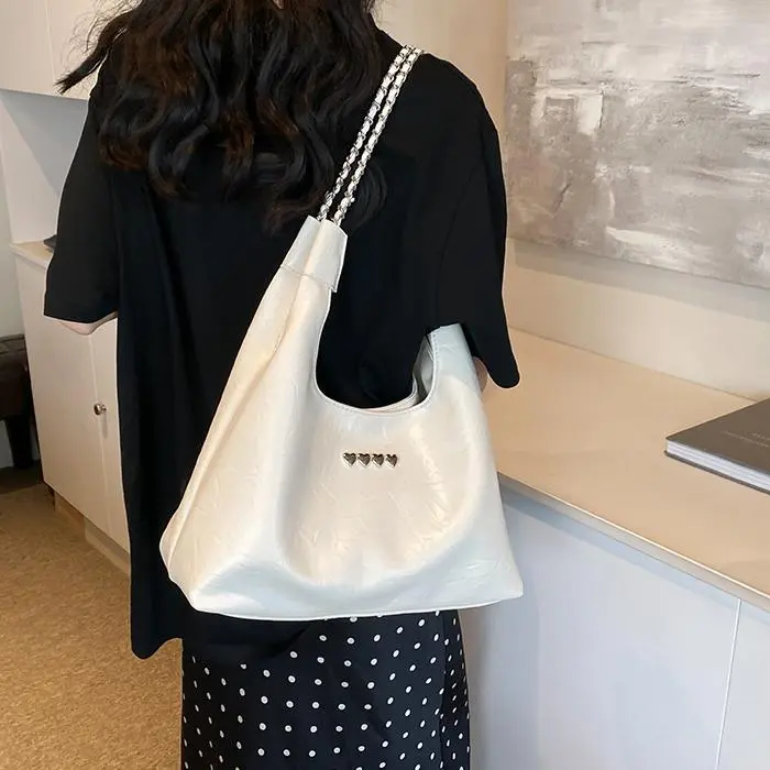 NX DOUGHNUT PU Shoulder Bag Women's White/Black/Silver-14