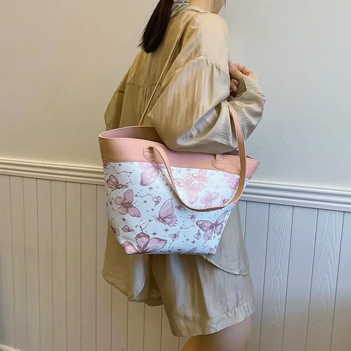 NX DOUGHNUT PU Tote Bag, Shopping Bag, Handbag, Shoulder Bag Women's Khaki/Pink/Black-20