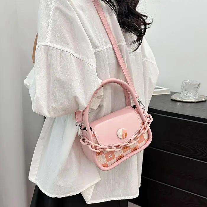 NX DOUGHNUT PU One Shoulder Handbag Women's Pink/Ecru-25