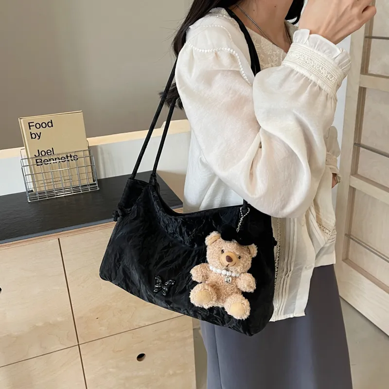 NX DOUGHNUT PU Handbag, Shoulder Bag Regular Women's Ecru, Black, Pink-23
