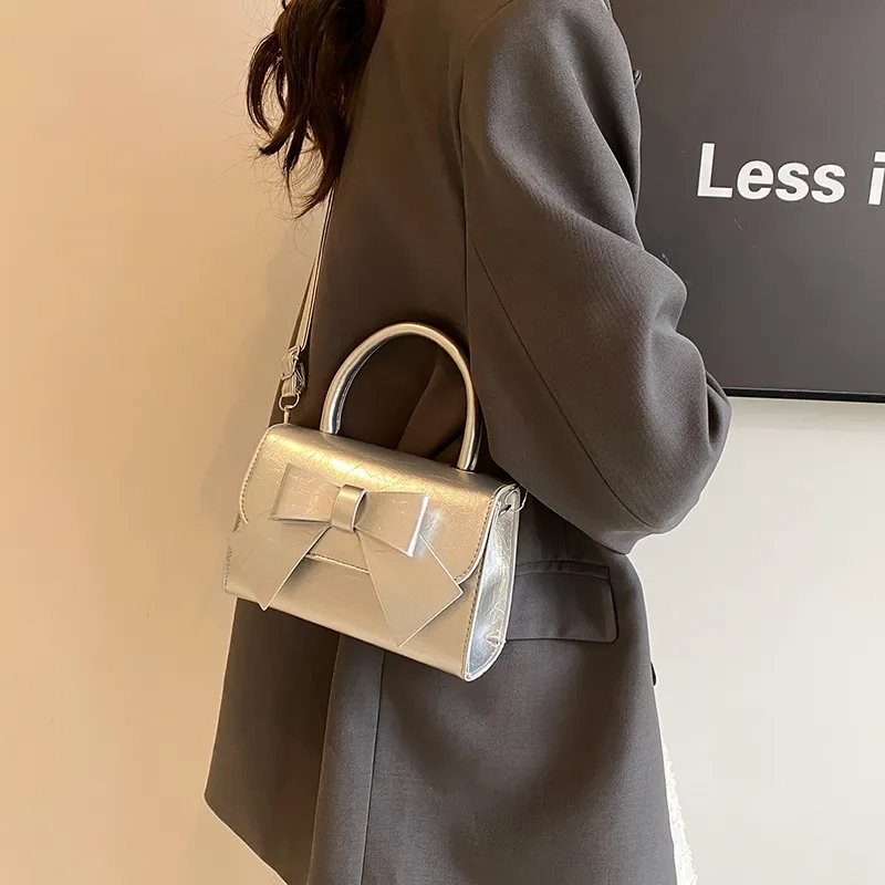 NX DOUGHNUT PU Small Square Bag, Shoulder Bag, Crossbody Bag, Handbag Women's White/Black/Silver-6