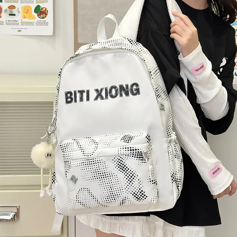 NX DOUGHNUT Nylon Backpack Unisex White/Black/Pink/Blue/Black-3