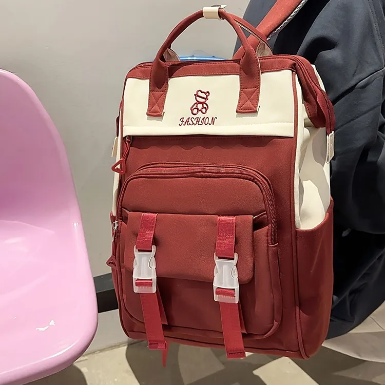 NX DOUGHNUT Nylon Korean Style Schooling Large Capacity Backpack Regular Unisex Multicolor-8