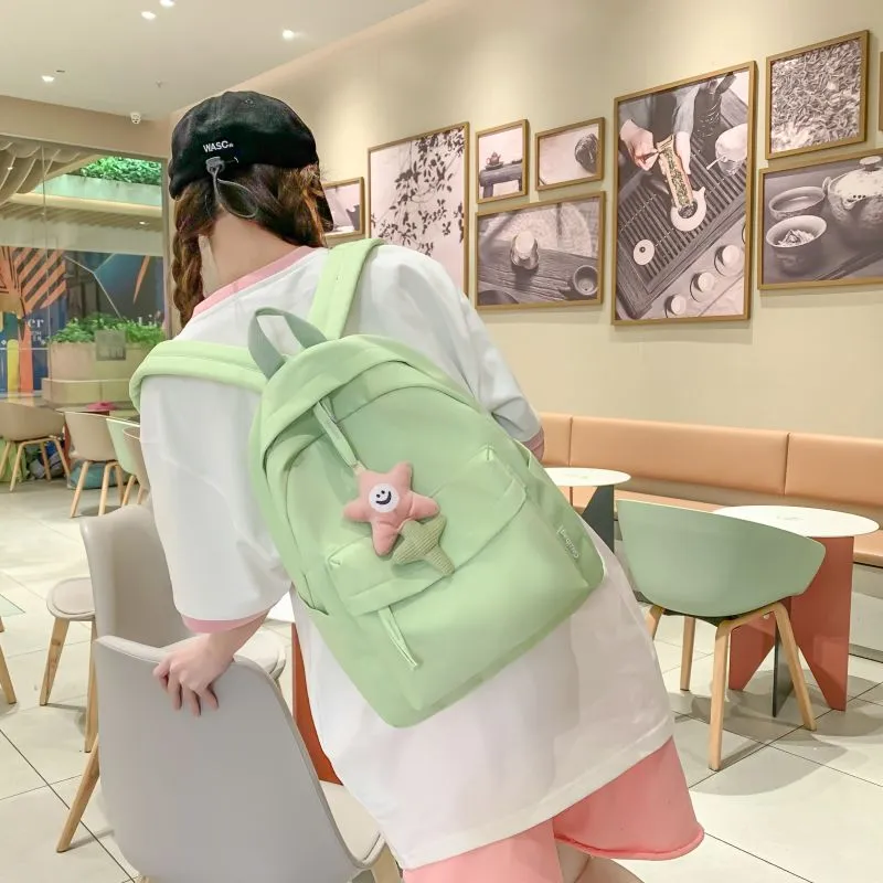 NX DOUGHNUT Nylon Backpack Women's Ecru/Black/Pink/Yellow/Green-11