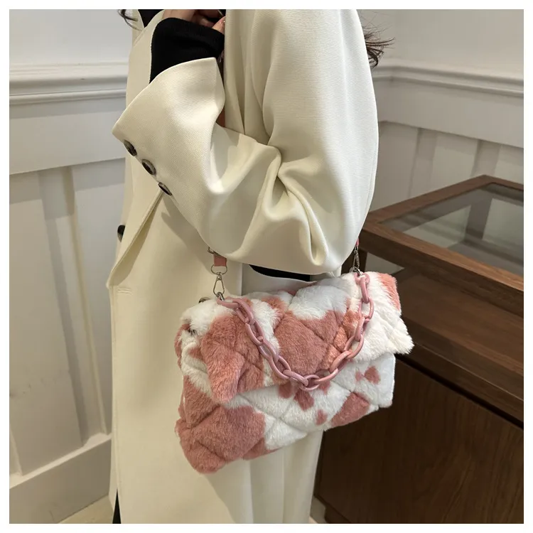 NX DOUGHNUT Plush Portable Small Square Bag Crossbody Bag Shoulder Bag Regular Unisex Multicolor-6