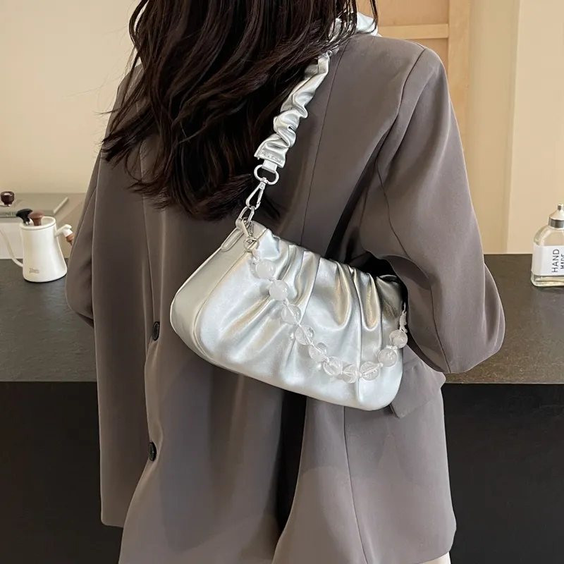 NX DOUGHNUT PU Crossbody Bag, Shoulder Bag Women's Ecru/Pink/Silver/Black-11