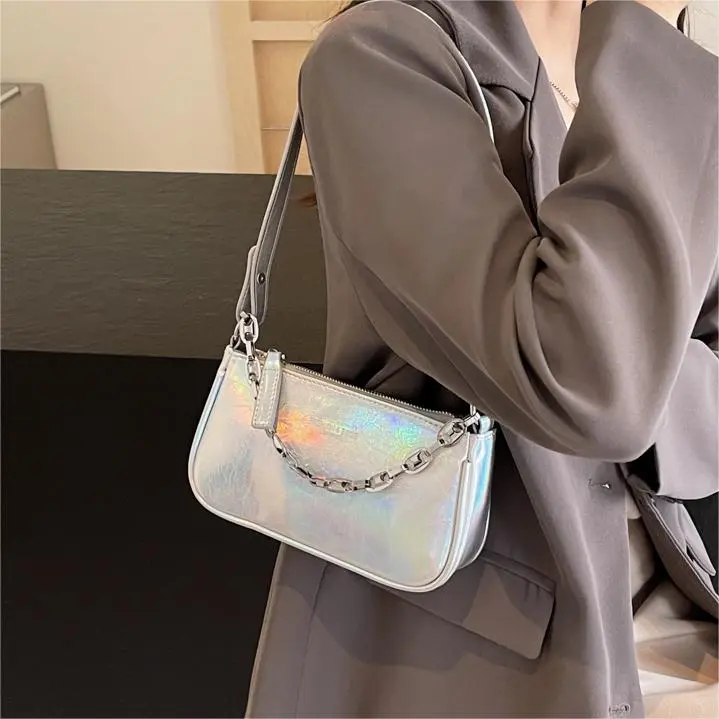 NX DOUGHNUT PU Handbag, Shoulder Bag Women's Silver, Dazzling Color, Silver, Black, Pink, Gold-8