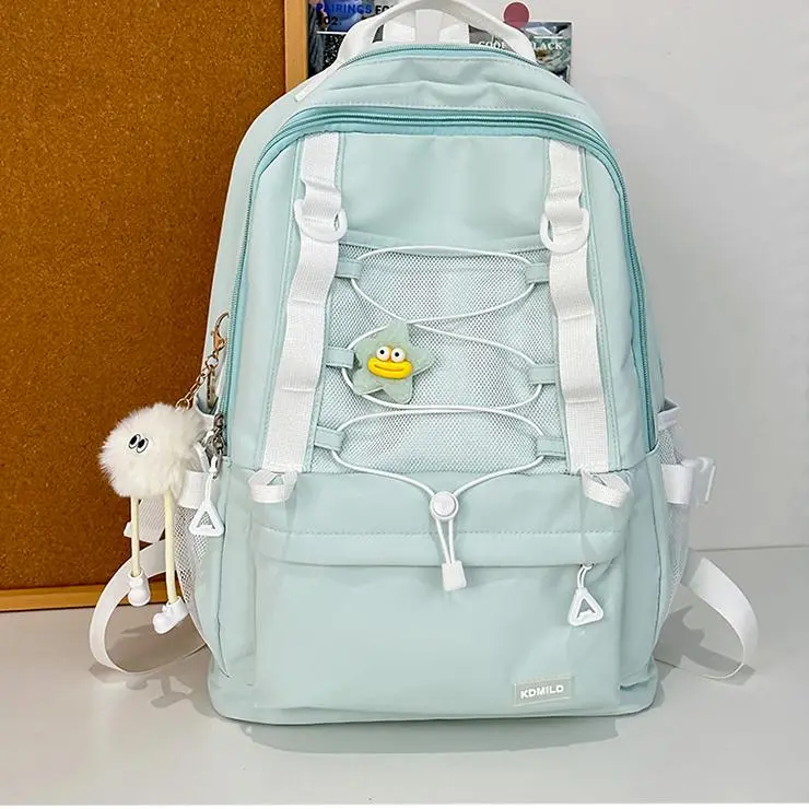 NX DOUGHNUT Nylon Fabric Backpack Women's Black/Pink/Yellow/Light Green/Light Blue-17