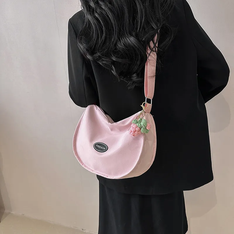 NX DOUGHNUT Canvas Bag, Crossbody Bag Women's Ecru With Charm/Black With Charm/Pink With Charm-8