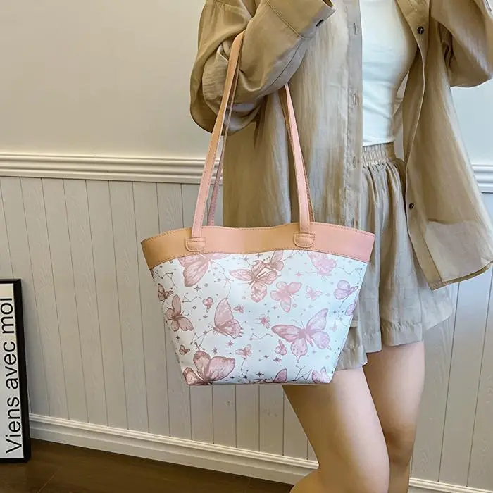 NX DOUGHNUT PU Tote Bag, Shopping Bag, Handbag, Shoulder Bag Women's Khaki/Pink/Black-22