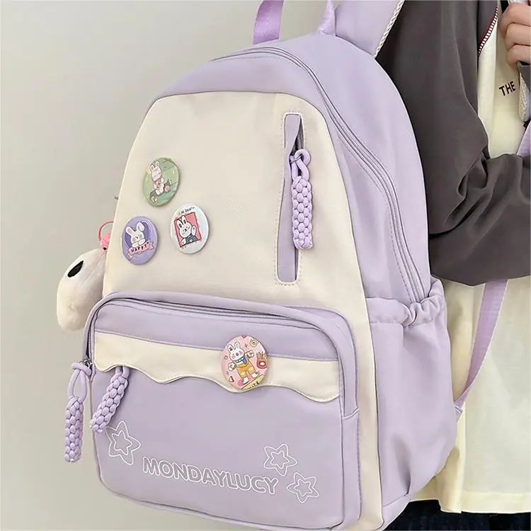 NX DOUGHNUT Nylon Backpack Unisex Pink Blue Purple Black Brown Green-12