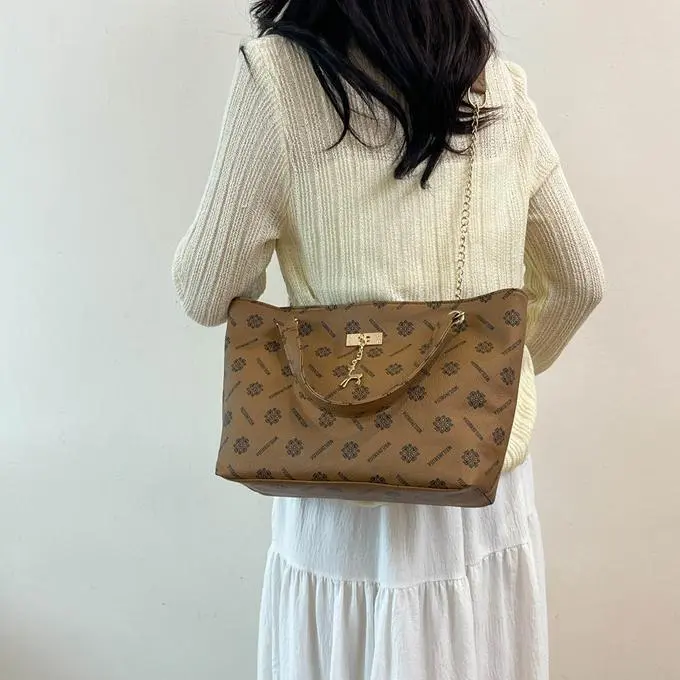NX DOUGHNUT PU Shoulder Bag Regular Women's White/Dark Brown/Yellow Brown-27