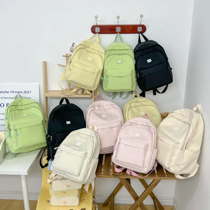 NX DOUGHNUT Nylon Fabric Backpack Unisex Ecru/Black/Yellow/Green/Pink-3