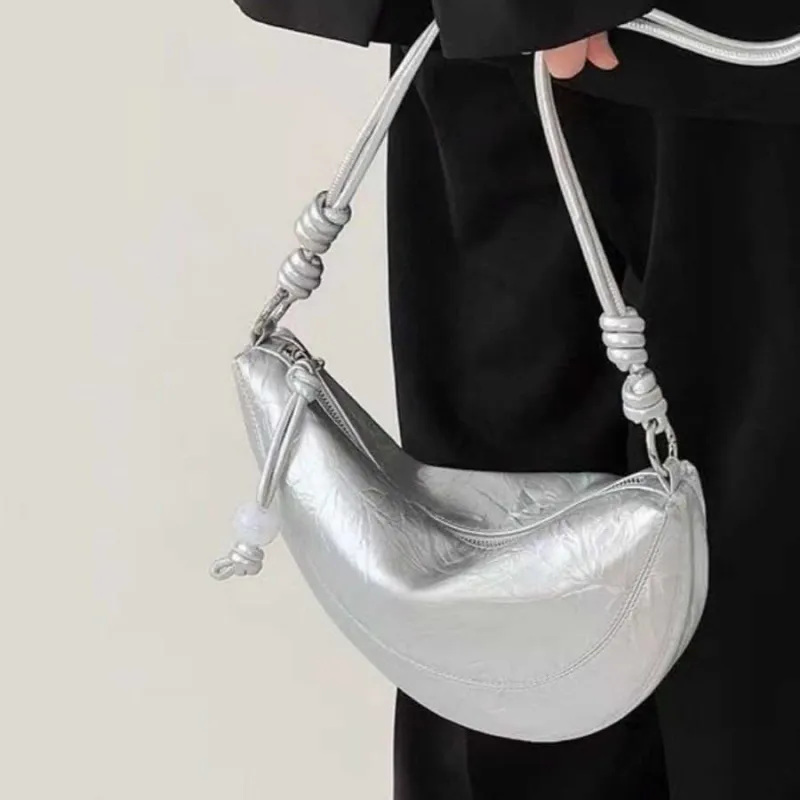 NX DOUGHNUT PU Shoulder Bag Women's Silver/Black-11