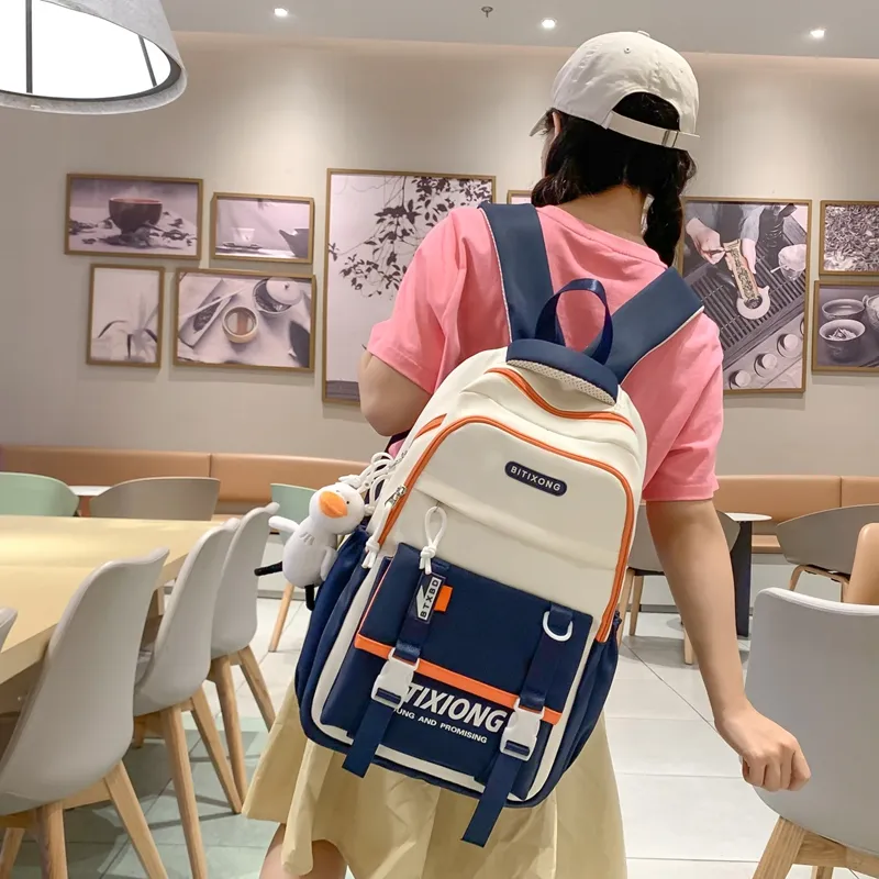 NX DOUGHNUT Nylon Fabric Backpack Unisex Black/Purple/Khaki/Blue-8