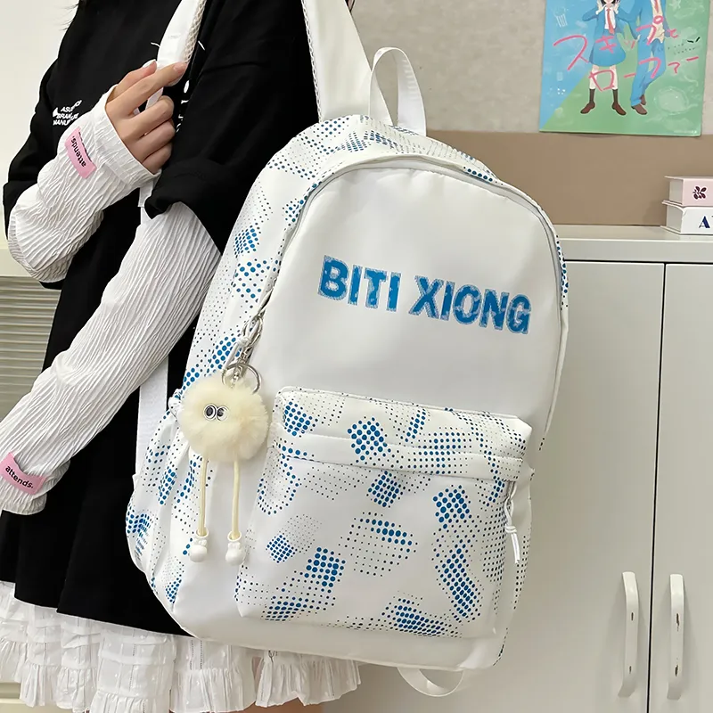 NX DOUGHNUT Nylon Backpack Unisex White/Black/Pink/Blue/Black-11