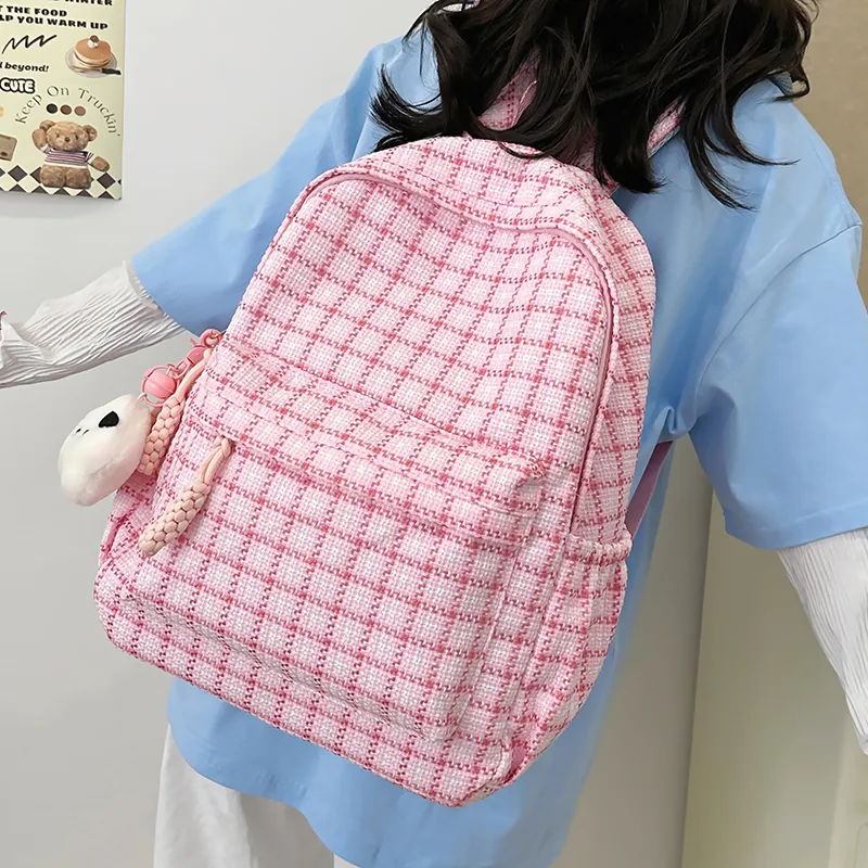 NX DOUGHNUT Nylon Fabric Backpack Women's Pink/Red/Khaki/Yellow/Green-4