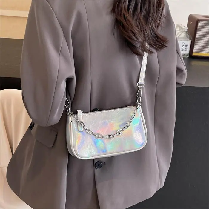 NX DOUGHNUT PU Handbag, Shoulder Bag Women's Silver, Dazzling Color, Silver, Black, Pink, Gold-5