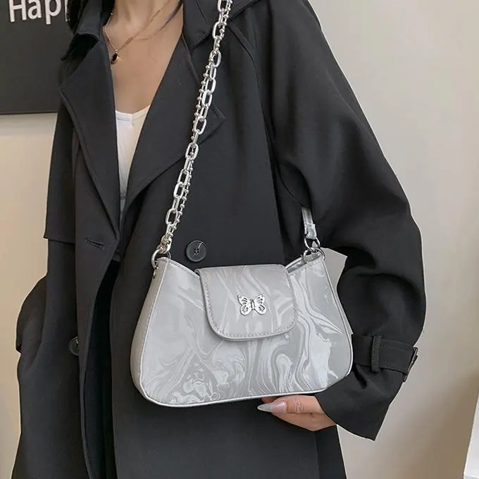 NX DOUGHNUT PU Shoulder Bag Regular Women's Black/White/Silver-7