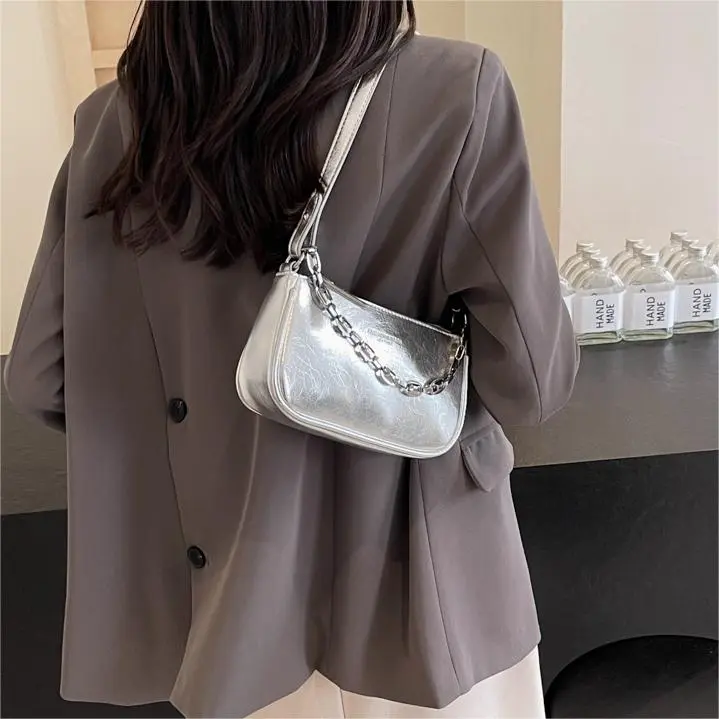 NX DOUGHNUT PU Handbag, Shoulder Bag Women's Silver, Dazzling Color, Silver, Black, Pink, Gold-3
