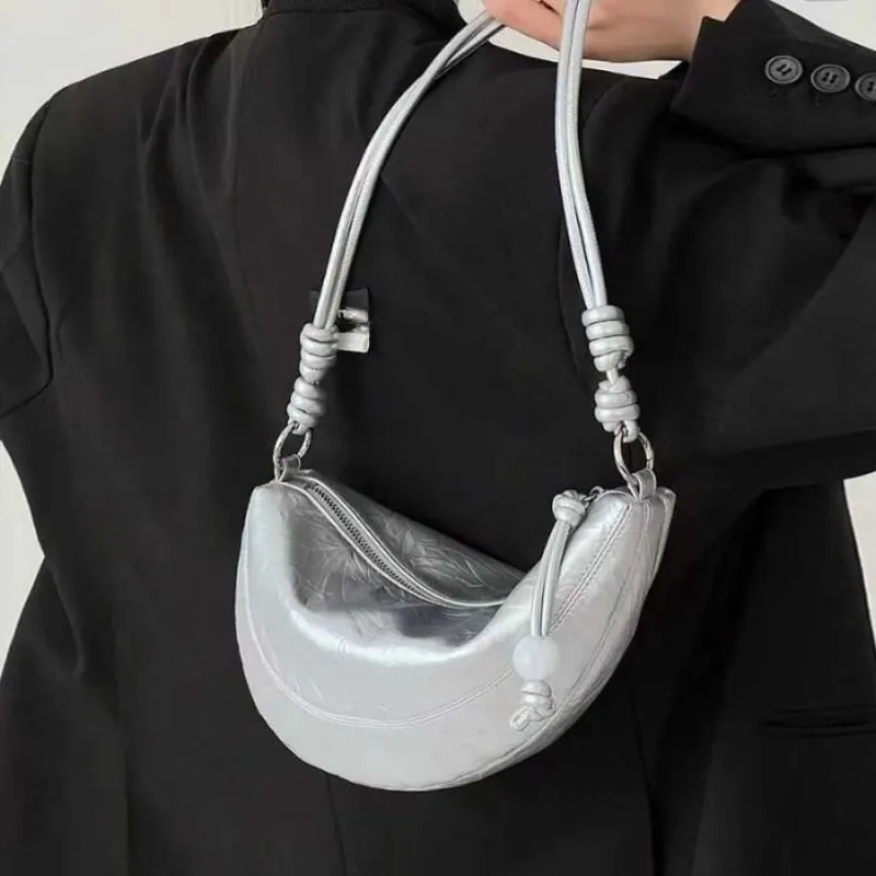 NX DOUGHNUT PU Shoulder Bag Women's Silver/Black-10