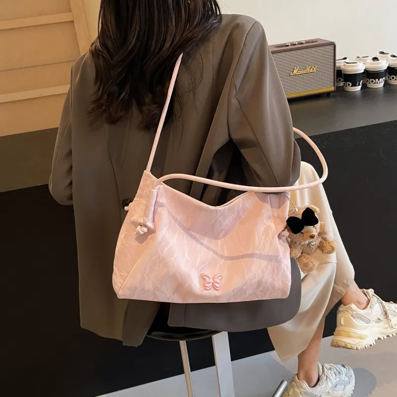 NX DOUGHNUT PU Handbag, Shoulder Bag Regular Women's Ecru, Black, Pink-10