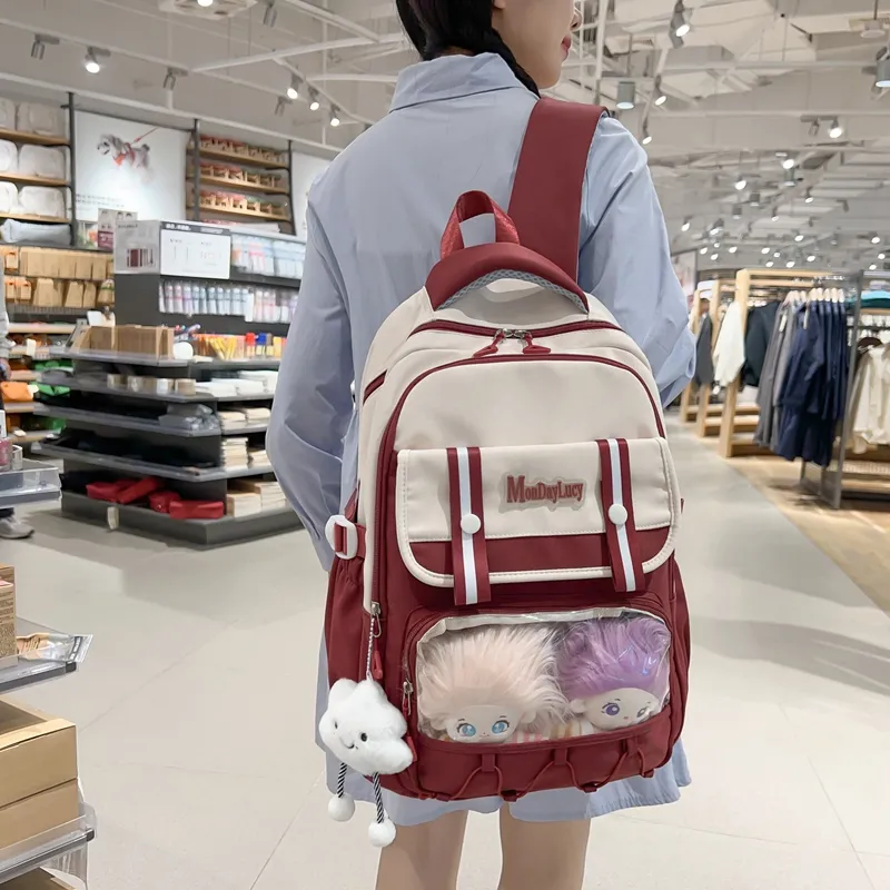 NX DOUGHNUT Nylon Backpack Women's Black/Pink/Burgundy/Blue/Khaki-9