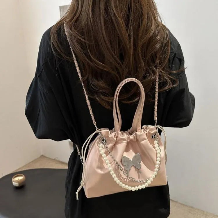 NX DOUGHNUT Pu Backpack Regular Women's Black/Ecru/Silver/Pink-15