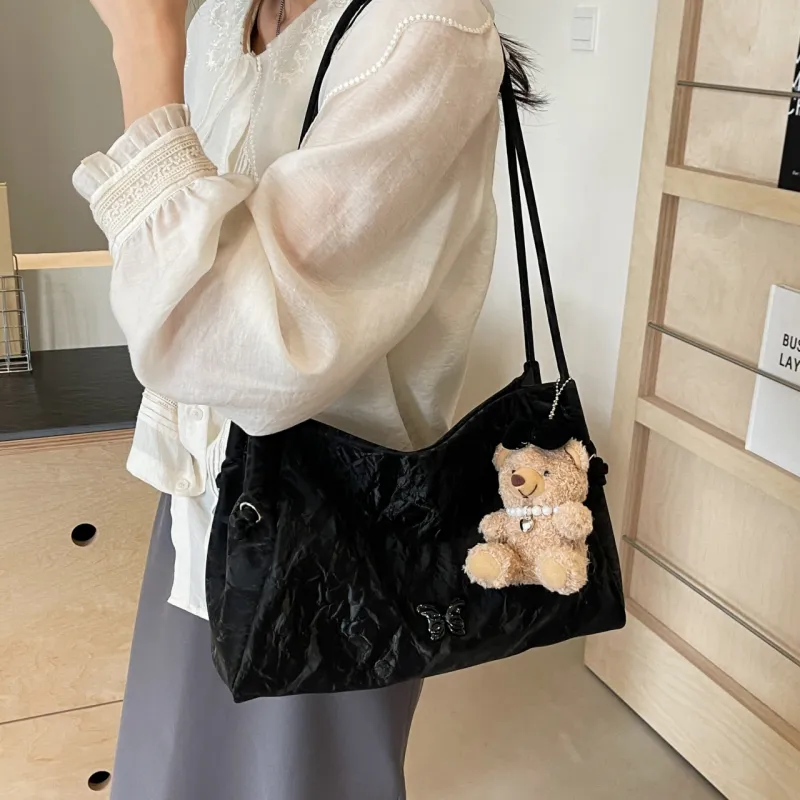 NX DOUGHNUT PU Handbag, Shoulder Bag Regular Women's Ecru, Black, Pink-6