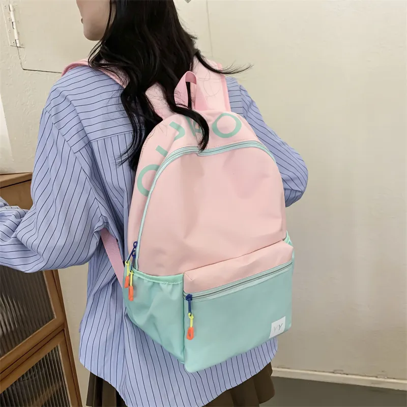 NX DOUGHNUT Nylon Fabric Backpack Unisex Pink Purple/Pink Green/Green Yellow/Blue Yellow-9