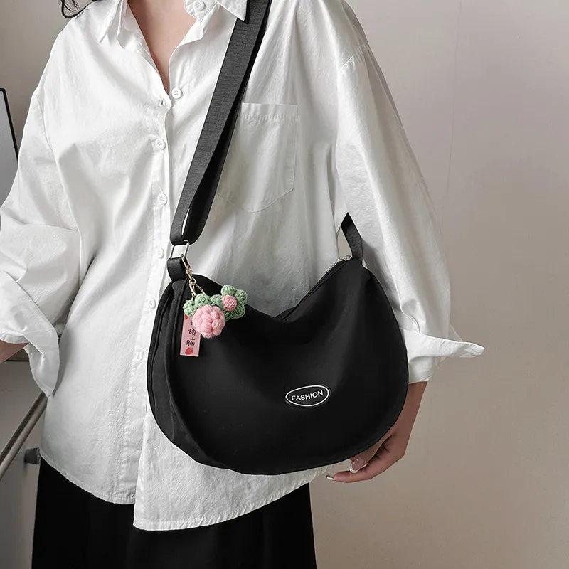 NX DOUGHNUT Canvas Bag, Crossbody Bag Women's Ecru With Charm/Black With Charm/Pink With Charm-13