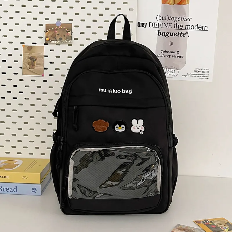 NX DOUGHNUT Nylon Fabric Backpack Unisex White/Black/Yellow/Blue/Pink-9